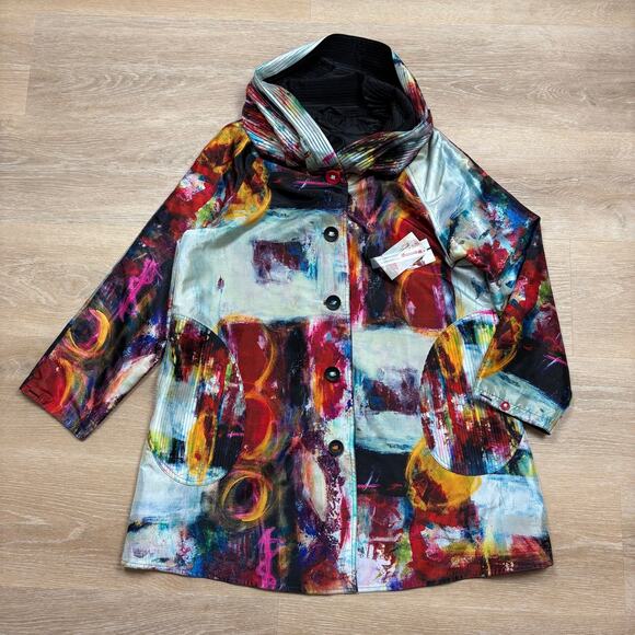 NWT UBU Classic Piped‎ Reversible Raincoat Women's M - Picture 2 of 9